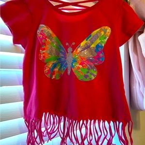 Girls butterfly shirt with tassels